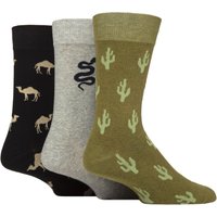 3 Pair Novelty Patterned Cotton Socks Cactus Snake 7 11