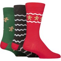 3 Pair SOCKSHOP Cotton Christmas Gift Socks Gingerbread Man 7 11