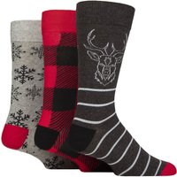 3 Pair SOCKSHOP Cotton Christmas Gift Socks Stag Checker Snowflake 7 11