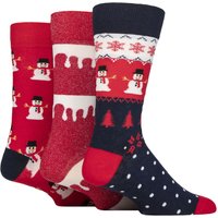3 Pair SOCKSHOP Cotton Christmas Gift Socks Snowmen 7 11