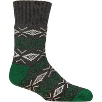 1 Pair SOCKSHOP Patterned Slipper Socks Charcoal Green 7 11