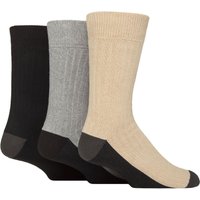 3 Pair SOCKSHOP Recycled Cotton Boot Socks Jet Black Charcoal Beige 7 11