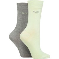 2 Pair Plain Bamboo Fibre Socks Keylime Pie 4 8