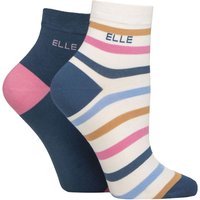 2 Pair Bamboo Anklet Socks Seafarer Stripe 4 8