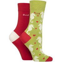 2 Pair Bamboo Patterned Plain Socks Coastal Joy 4 8