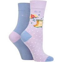 2 Pair Bamboo Patterned Plain Socks Bluebell 4 8