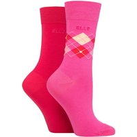 2 Pair Bamboo Patterned Plain Socks Cherry Fizz 4 8