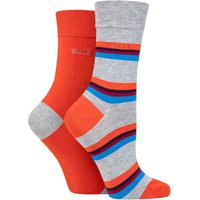 2 Pair Bamboo Striped Plain Socks 4 8