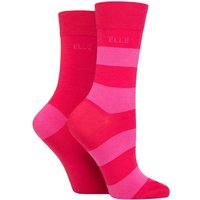 2 Pair Bamboo Striped Plain Socks Cherry Fizz 4 8