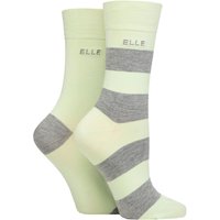 2 Pair Bamboo Striped Plain Socks Keylime Pie 4 8