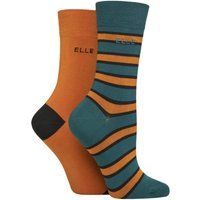 2 Pair Bamboo Striped Plain Socks Marmalade 4 8