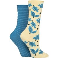2 Pair Bamboo Feather Striped Socks Storm 4 8