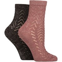 2 Pair Sparkly Pelerine Anklet Socks Cinnamon 4 8