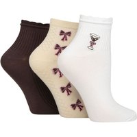 3 Pair Frill Welt Ribbed Bamboo Anklet Socks Espresso Martini 4 8