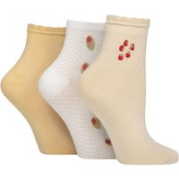3 Pair Frill Welt Ribbed Bamboo Anklet Socks Tomato 4 8