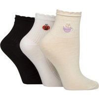 3 Pair Elle Frill Welt Ribbed Bamboo Anklet Socks Pumpkin Latte 4 8