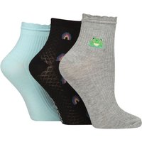 3 Pair Frill Welt Ribbed Bamboo Anklet Socks 4 8