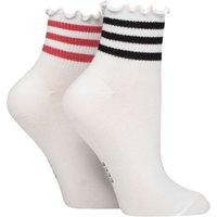 2 Pair Frill Welt Bamboo Ankle Socks Sports Frill 4 8