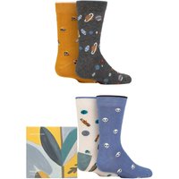 4 Pair Zephyr Organic Cotton Space Gift Boxed Socks