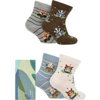 4 Pair Organic Cotton Animal Gift Boxed Socks Multi 12 24