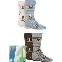 4 Pair Organic Cotton Animal Gift Boxed Socks Multi 2 3