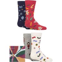 4 Pair Noel Christmas Organic Cotton Gift Boxed Socks