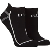 ELLE Women's 2 Pair Sports Cotton Cushioned Trainer Socks in Jet Black | Size: 4/8