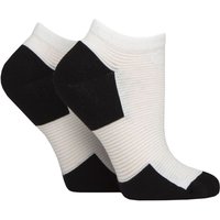 2 Pair Bamboo Sheer Stripe Cushioned Heel Toe No Show Socks White 4 8