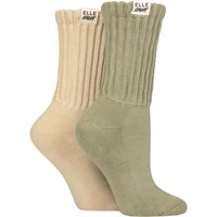 2 Pair Cotton Slouch Sports Socks Khaki 4 8