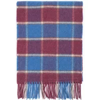 1 Pack Red & Bright Blue and Made In Scotland Check 100% Cashmere Scarf Unisex One Size - Great & British Knitwear
