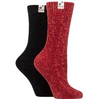 2 Pair Cable Knit Chenille Boot Socks Merlot 4 8