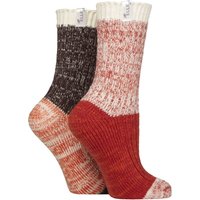 2 Pair Chunky Ribbed Boot Socks Wild Poppy 4 8