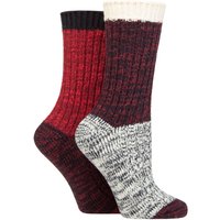 2 Pair Chunky Ribbed Boot Socks Merlot 4 8