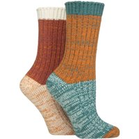 2 Pair Chunky Ribbed Boot Socks Marmalade 4 8