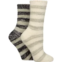 Women's 2 Pair Elle Soft Stripe Boot Socks Black 4-8