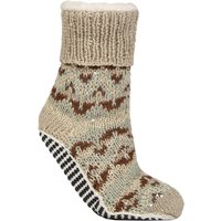 1 Pair Elle Chunky Fair Isle Striped Moccasin Grip Socks Classic 4 8