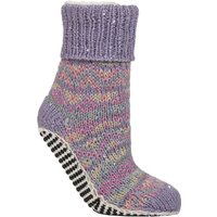 1 Pair Elle Chunky Fair Isle Striped Moccasin Grip Socks Soft Pastel 4 8