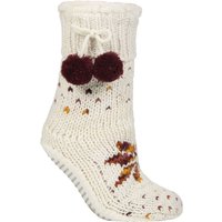1 Pair Chunky Sherpa Lined Cosy Moccasin Socks Pom Pom 4 8