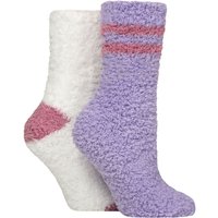 2 Pair Elle Fluffy Cosy Blissful Bed Time Socks Soft Pastel 4 8