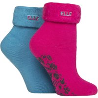 2 Pair Thermal Bed Slipper Socks Fuschia 4 8
