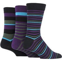 3 Pair Comfort Cuff Gentle Bamboo Striped Plain Socks Smooth Toe Seams 7 11