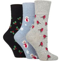 3 Pair SOCKSHOP Cotton Christmas Socks Noel 4 8