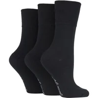 SOCKSHOP Gentle Grip Women's 3 Pair Plain Cotton Socks in Black | Size: 4-8