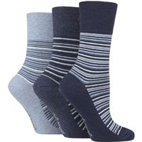 3 Pair Cotton Patterned Striped Socks Varied Stripe Denim 4 8