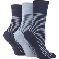 3 Pair Cotton Patterned Striped Socks Fine Stripe Denim 4 8