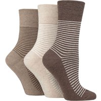 3 Pair Cotton Patterned Striped Socks Fine Stripe Neutral 4 8