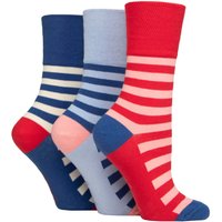 3 Pair Cotton Patterned Striped Socks Joie Red Lilac 4 8