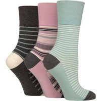 3 Pair Cotton Patterned Striped Socks Reverie Stripe Charcoal Sage 4 8