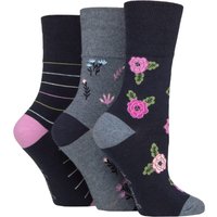 3 Pair Cotton Patterned Striped Socks Opulant Blossom Blue 4 8