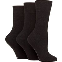 Sock Shop Womens 3 Pair SOCKSHOP Gentle Grip Wool Cushioned Foot Boot Socks Black 48
